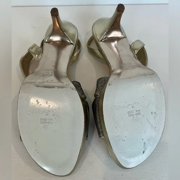 Nina Women’s Leather Slingback Gold Silver Heels Size 9.5 - Picture 7 of 10